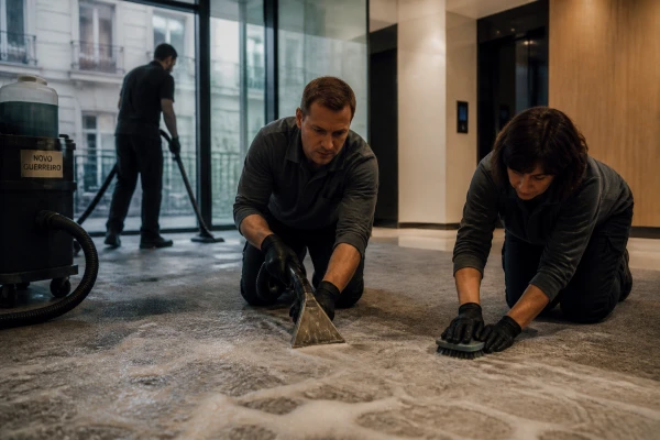 Shampoing moquette avec détachage pour bureaux à Paris 16e
