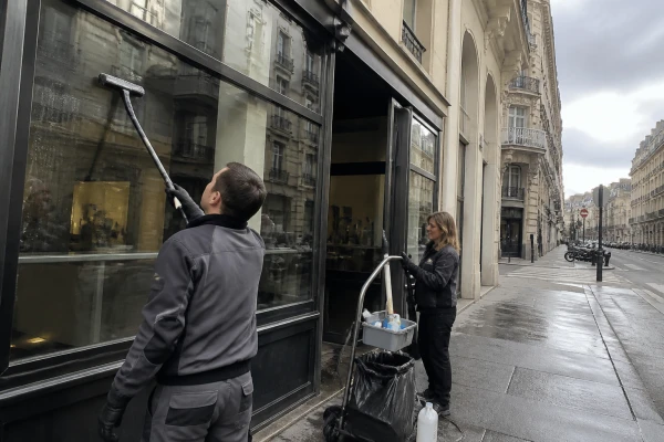 Société nettoyage vitrines et devantures magasins Paris 4